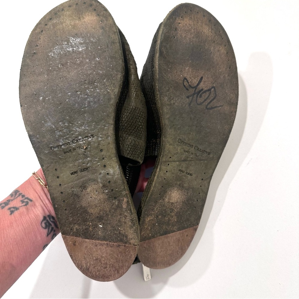 Officine Creative Olive Green Women's Open-Toe Flat Shoes 8 - Picture 10 of 10